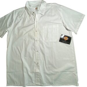 Dickies Chef White Short Sleeve Snap Front Work Shirt CW020302A Mens Medium NWT